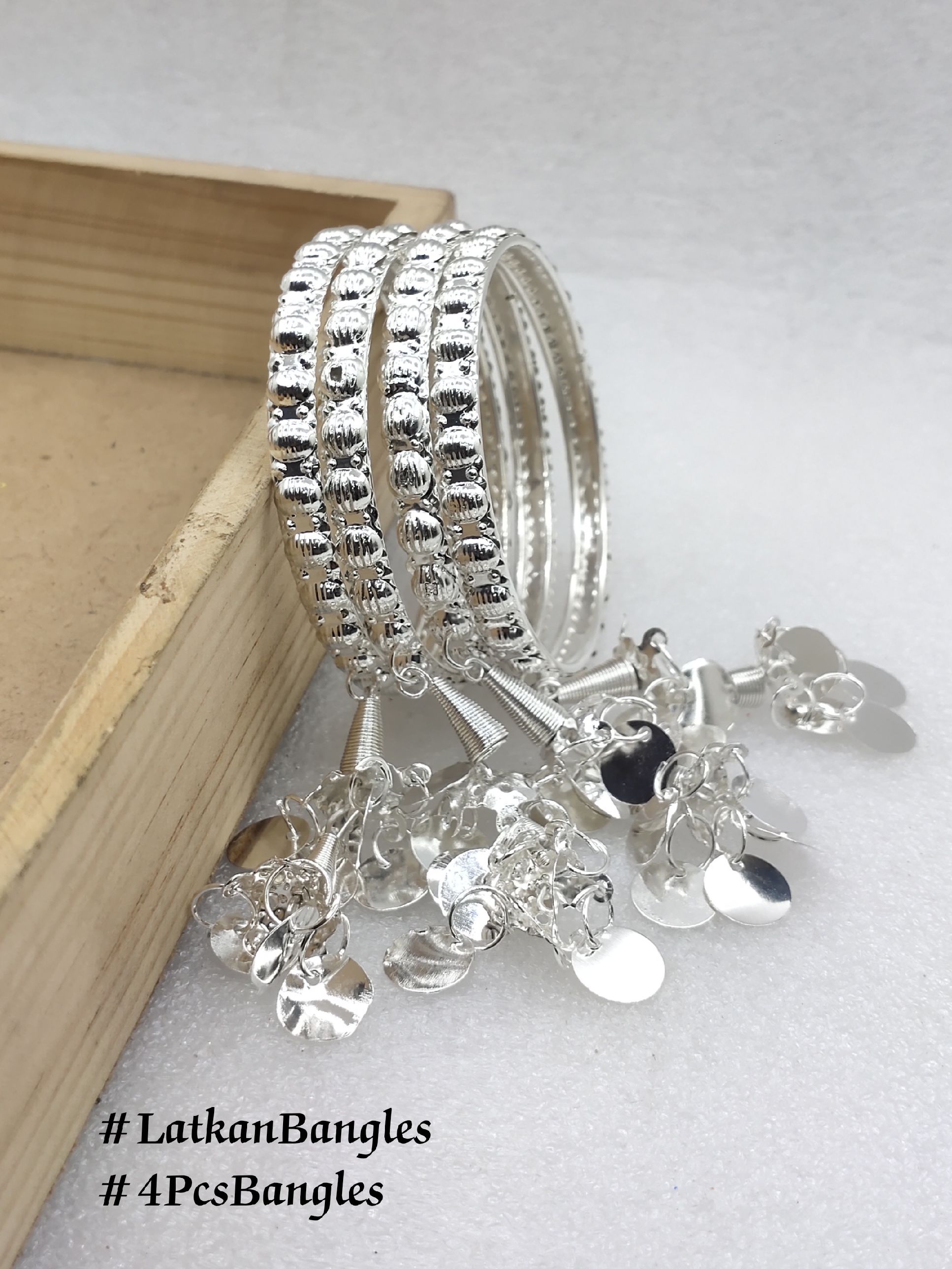 Crystal Silver Latkan Bangles Latkan Lakh Kada Bangle 4PCS RAINBOW