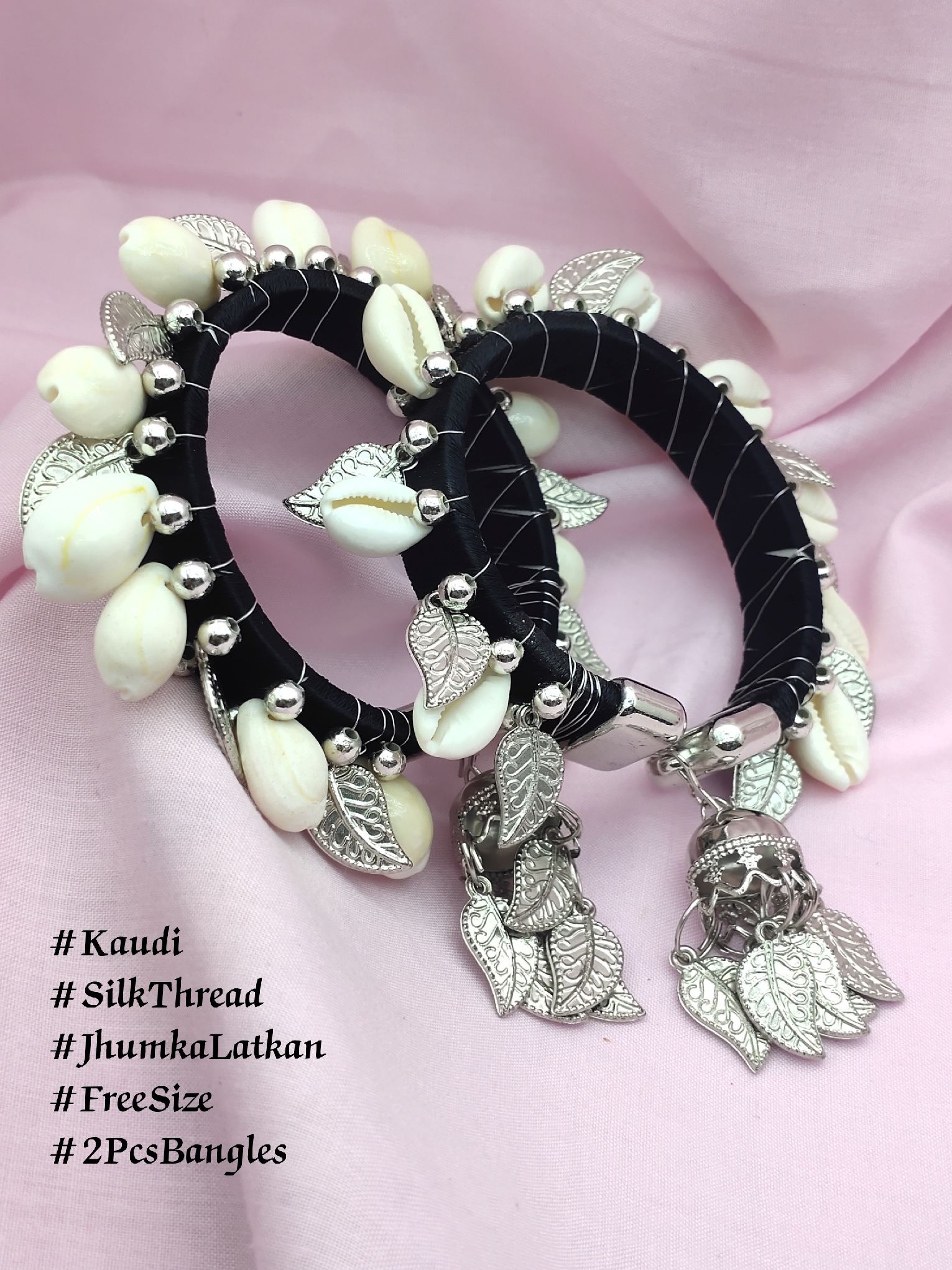 REAL SEASHELLS (KAUDI) HAND CRAFTED FREE SIZE KADA IN SILK THREAD