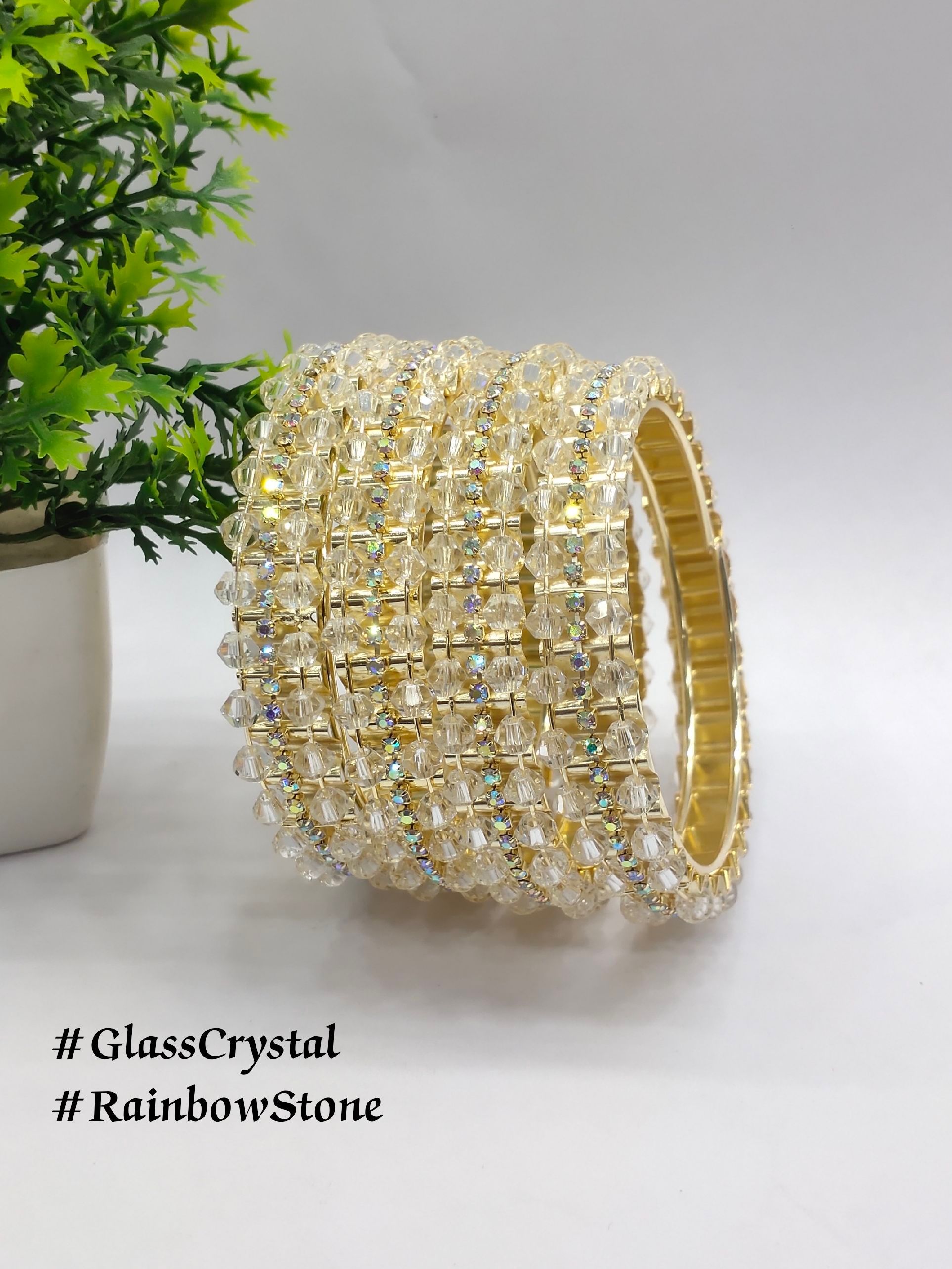 GLASS CRYSTAL BANGLES WITH RAINBOW STONE BANGLES FOR WOMEN AND