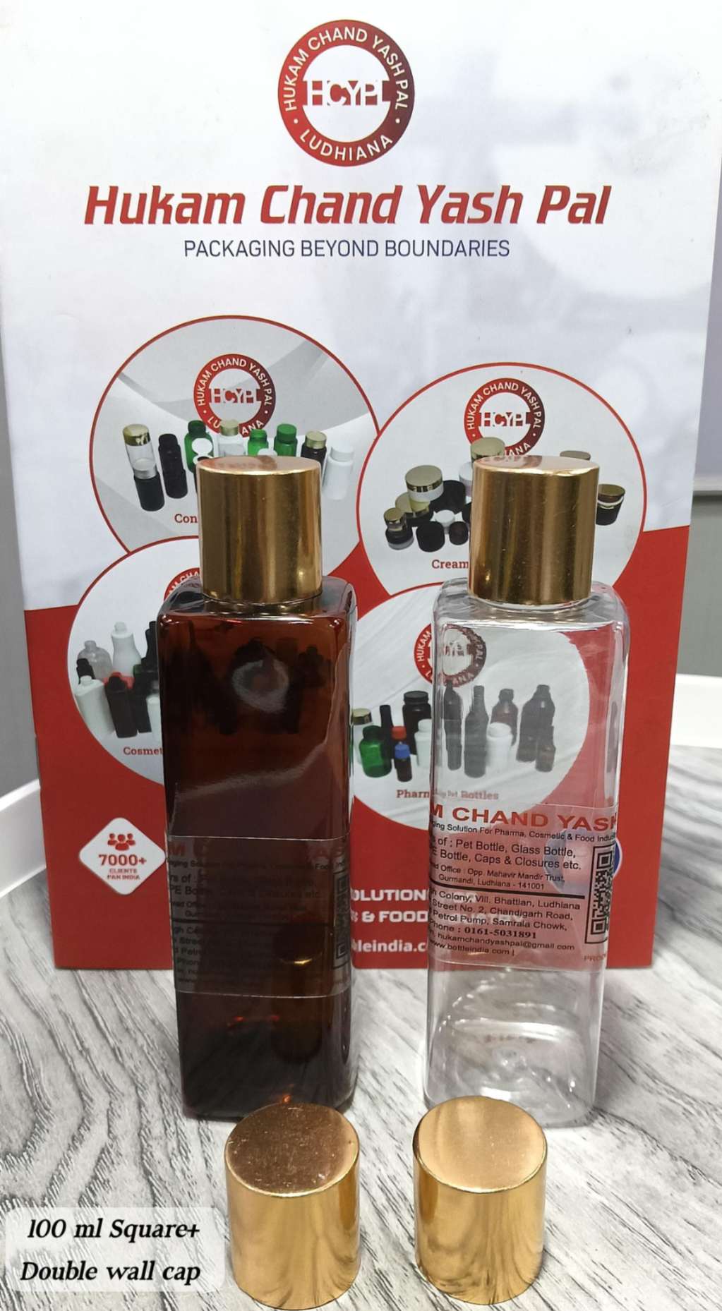 100 ML SQUARE WITH DOUBLE WALL CAP | HUKAM CHAND YASH PAL