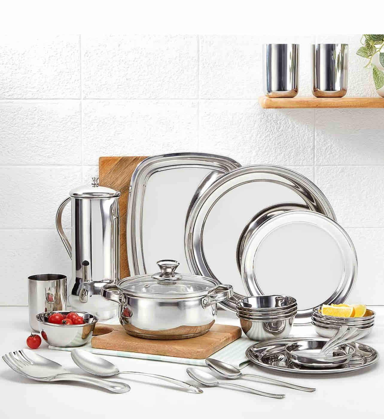 Borosil 51 pcs Stainless Steel Dinner Set Mullicks Emporium