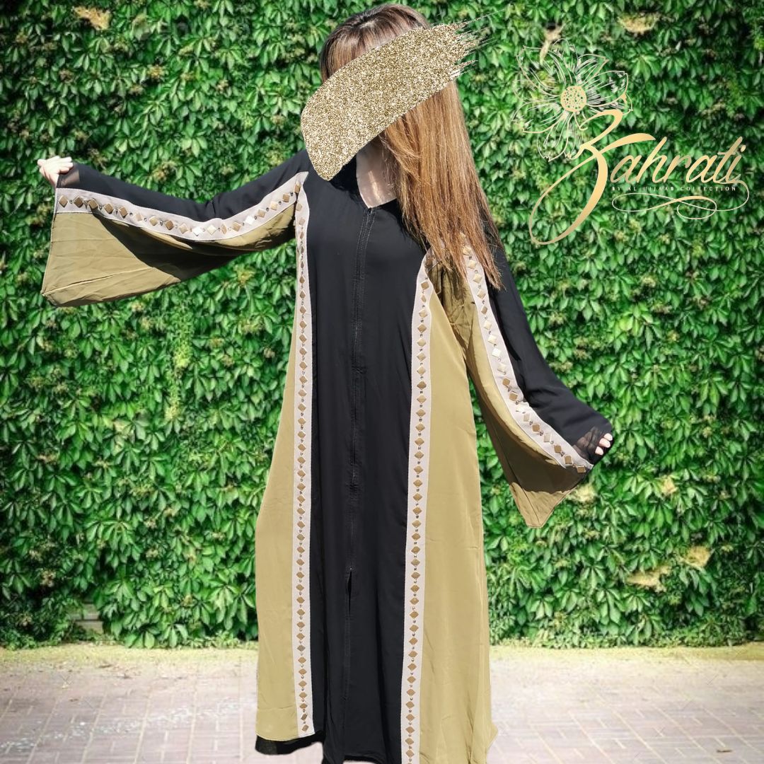 ARABIA - 【希少かつ美品】HLA - olive green 花柄/ ARABIA Avocado green and cream colour accented panels abaya | Al