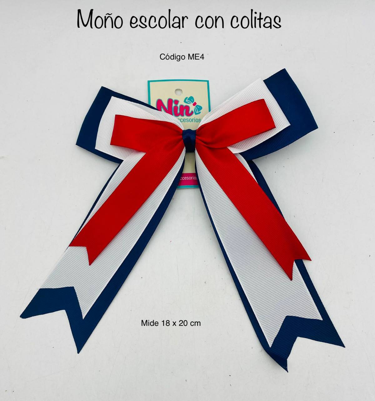 Moño triple colitas escolar | Nin Accesorios