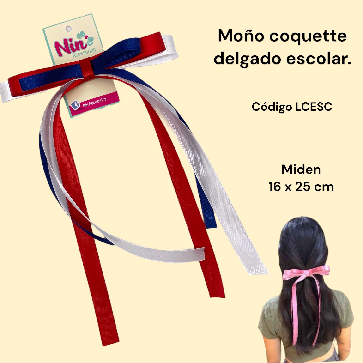 Moño Coquette delgado escolar | Nin Accesorios
