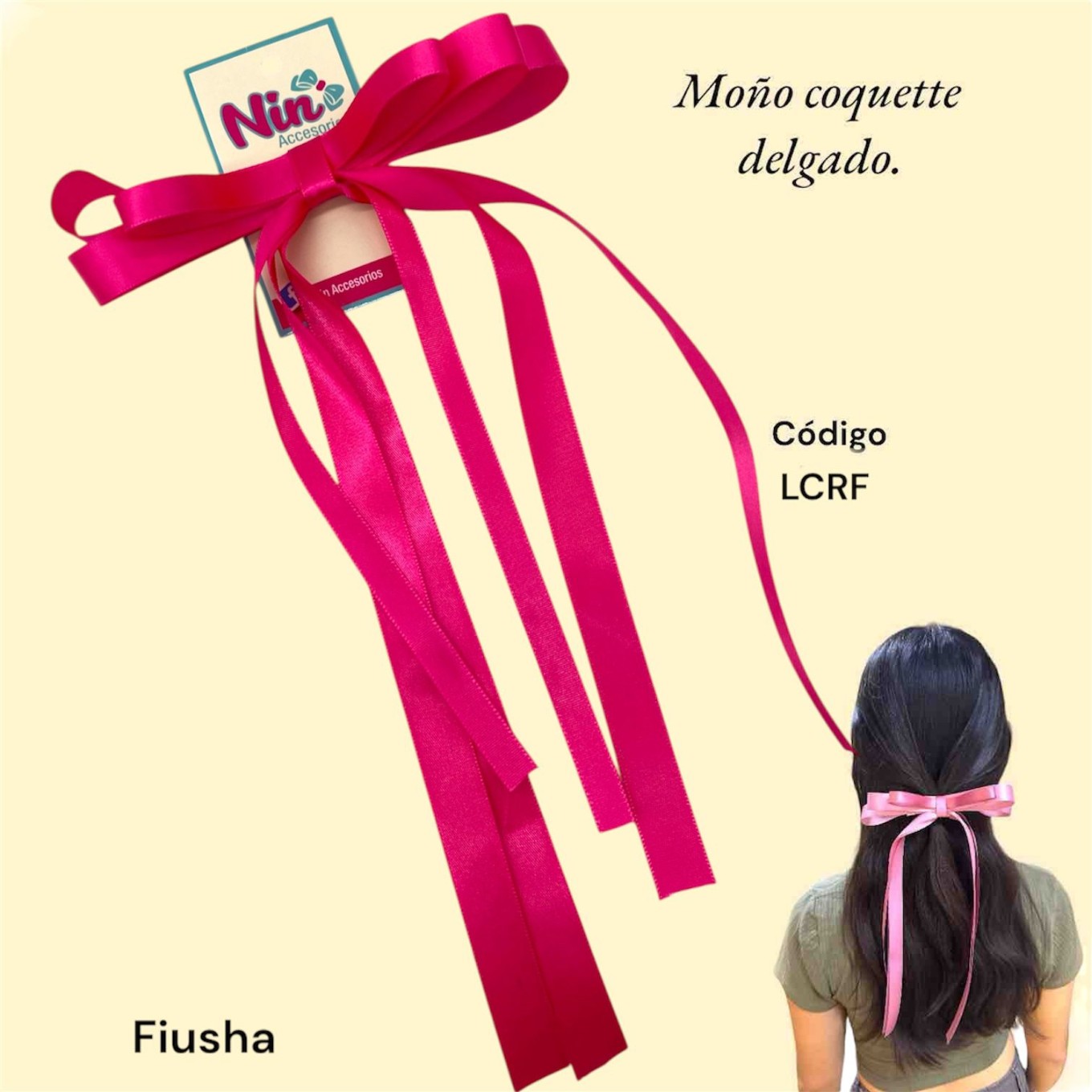 moño coquette delgado fiusha | Nin Accesorios