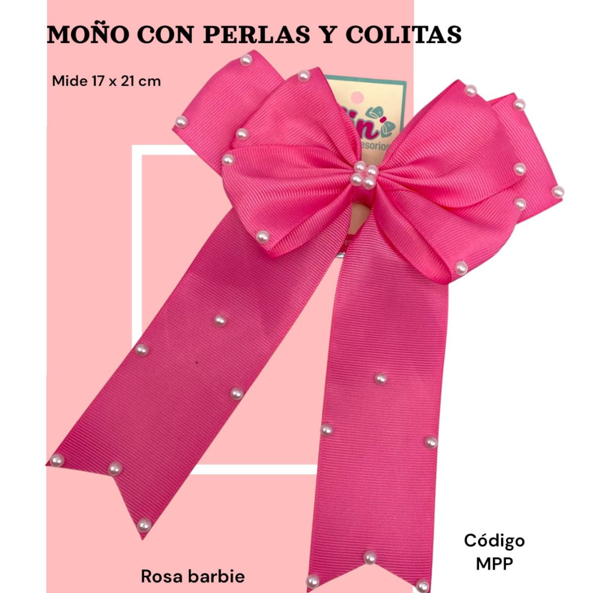 moño con perlas y colitas | Nin Accesorios