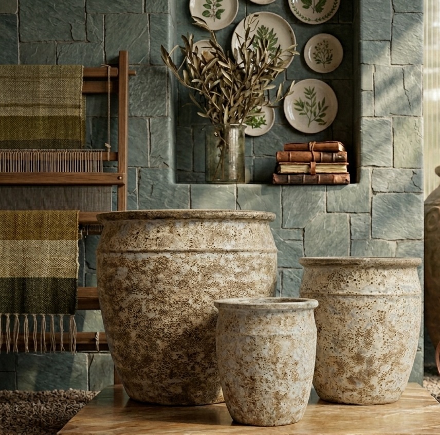 Ceramic Pot CAPPL-10330 Angkor Cream (S/3)