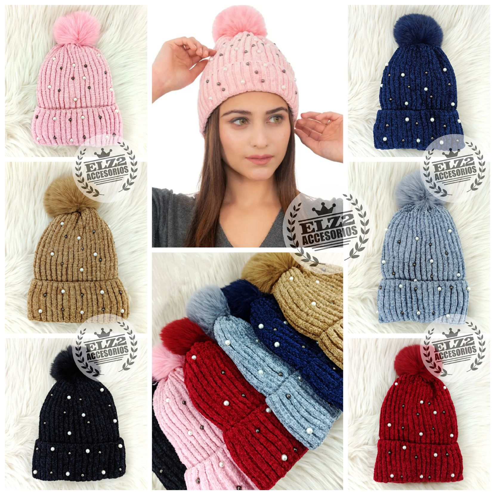 Set De 16 Pompones De Piel Sintética De 8 Cm - Con Lazo Elástico Para Personalizar Gorros, Bolsos Y Más