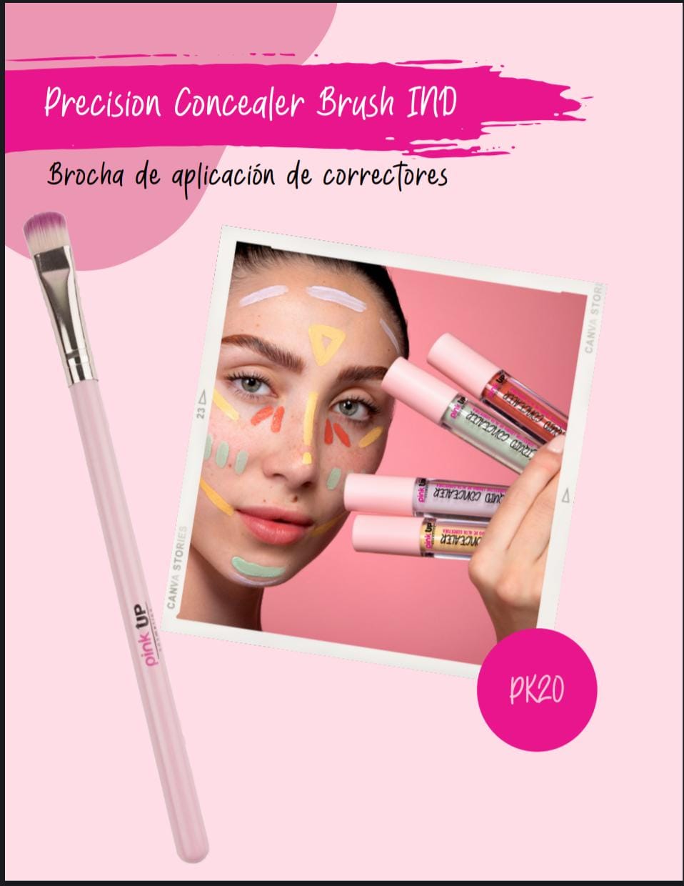 Precision Concealer Brush Pink Up Brochas BROCHA PINK UP