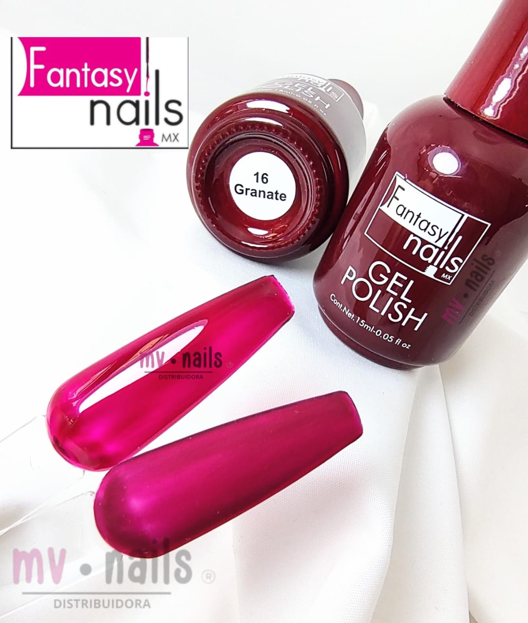 GEL FANTASY POLISH #016 GRANATE (Vitral) 15 ML. | MV NAILS DISTRIBUIDORA