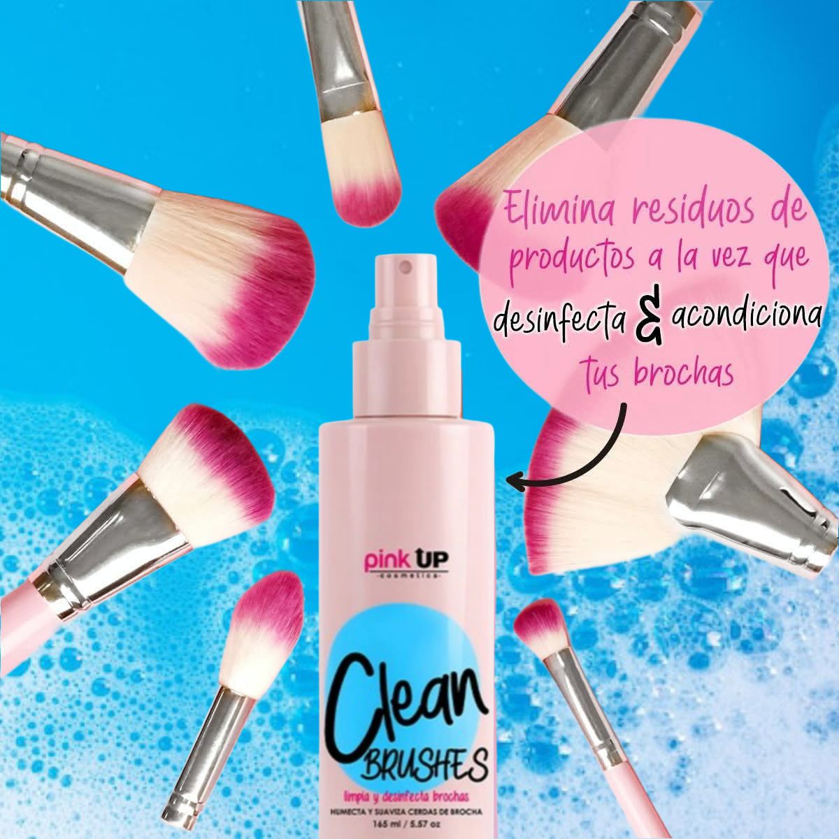 LIMPIA Y DESINFECTA BROCHAS PINK UP CLEAN BRUSHES 165 (PKSK04