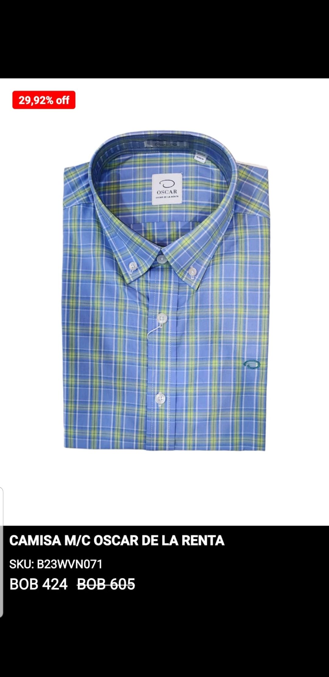 CAMISA M/C OSCAR DE LA RENTA