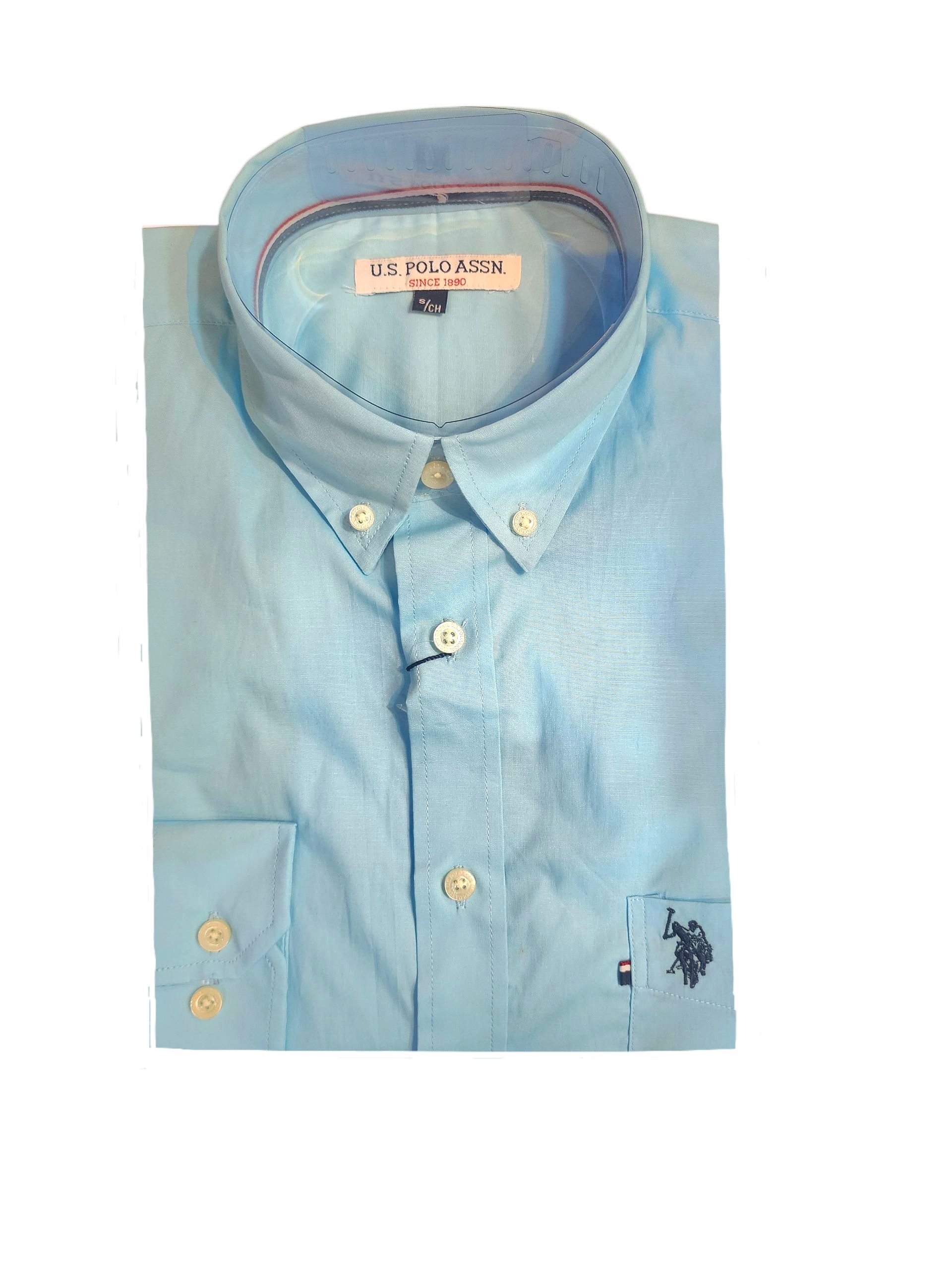 CAMISA M/L REGULAR US POLO ASSN COLOR - AQUA