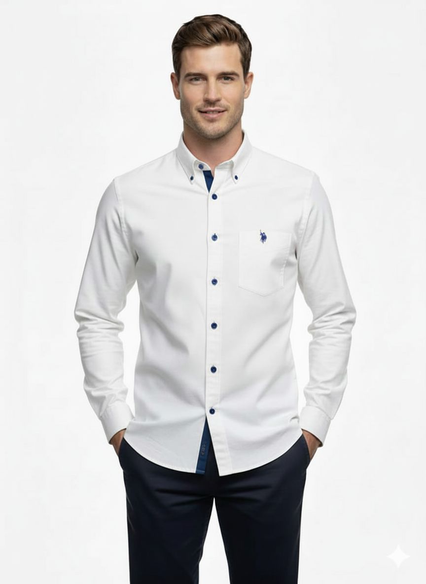 CAMISA M/ L US POLO COLOR-WHITE