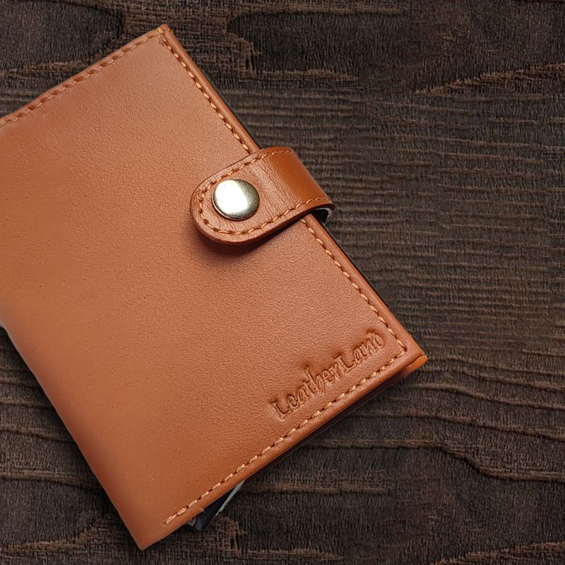 BILLETERA RFID CON PORTA TARJETA LEATHER LAND- Color Coñac
