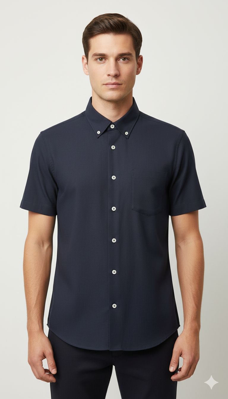 CAMISA M/C JOHNNY COTTON- Color Navy