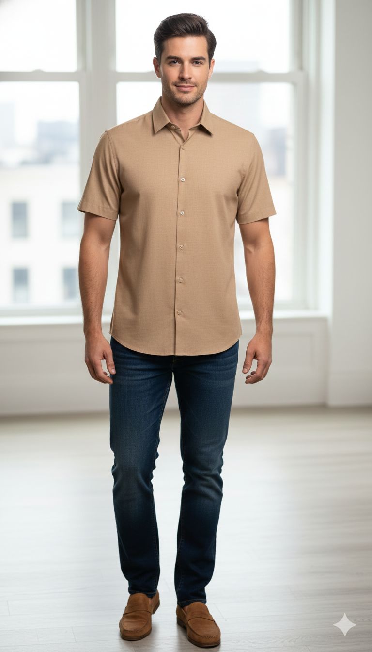 CAMISA M/C JOHNNY COTTON- Color Khaki