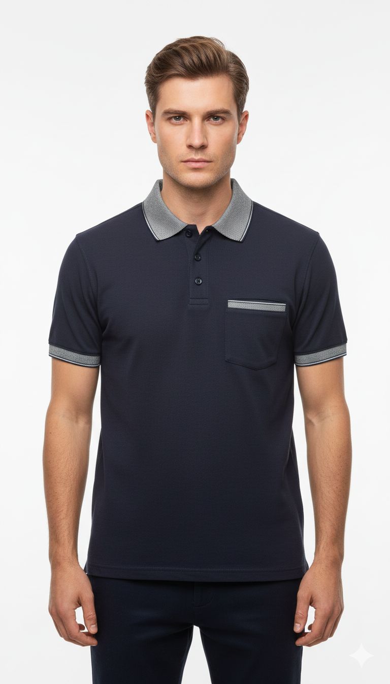 POLO JOHNNY COTTON   - Color Navy
