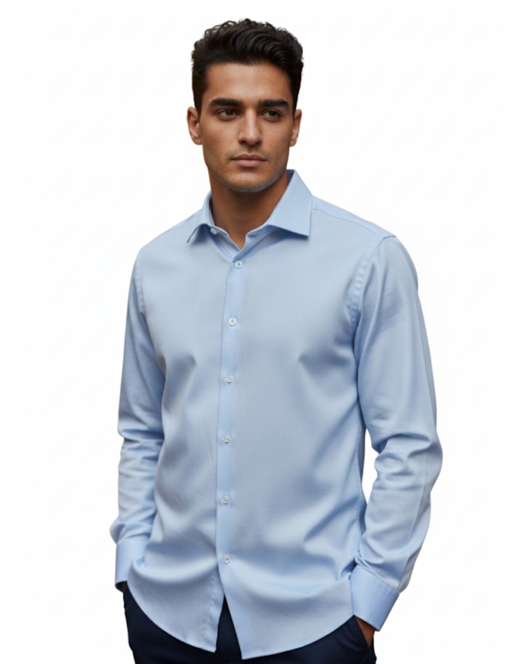 CAMISA  M/L JOHNNY COTTON -Color Lt Blue