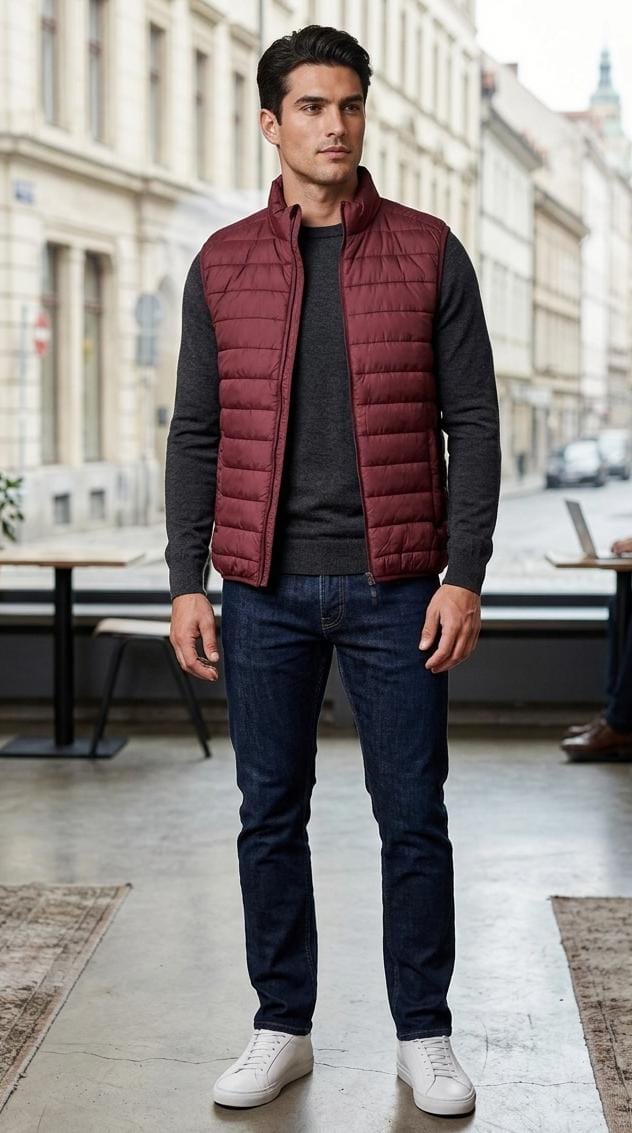 CHALECO JOHNNY COTTON COLOR- WINE