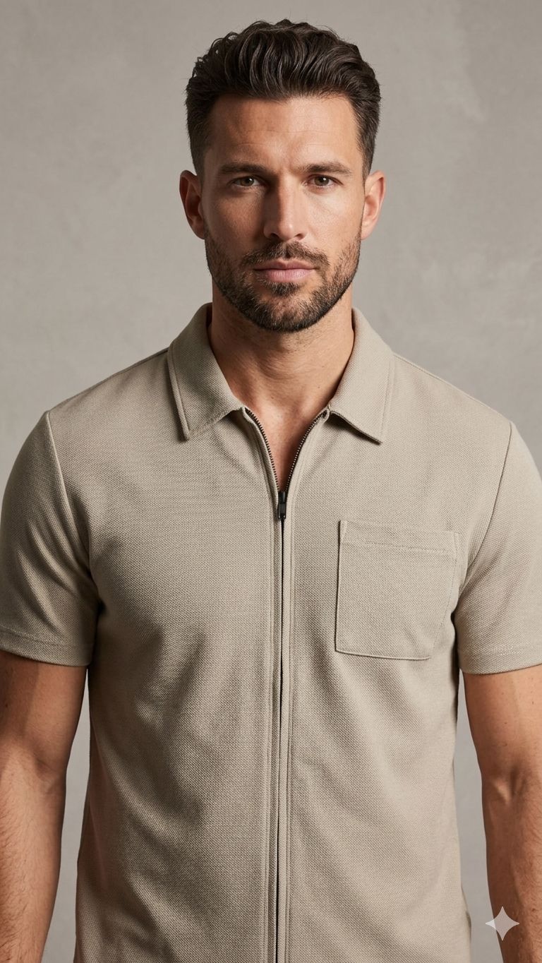 CAMISA M/C JOHNNY COTTON BLACK  COLOR CAMEL