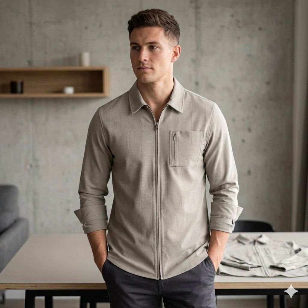 CAMISA M/L JOHNNY COTTON BLACK COLOR CAMEL