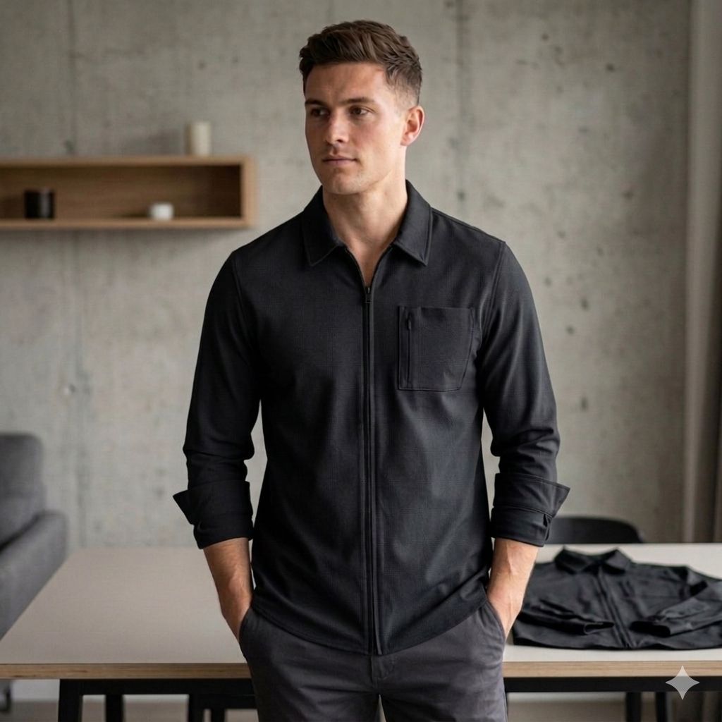 CAMISA M/L JOHNNY COTTON BLACK COLOR BLACK