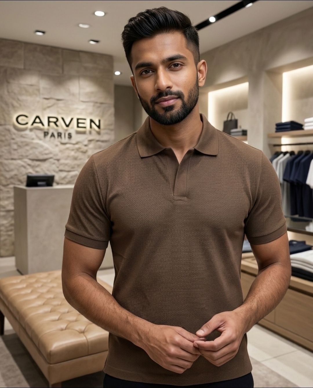 POLO CARVEN- COLOR SEPIA