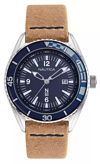 RELOJ  NAUTICA  DE ACERO  INOXIDABLE  CON CORREA DE CUERO