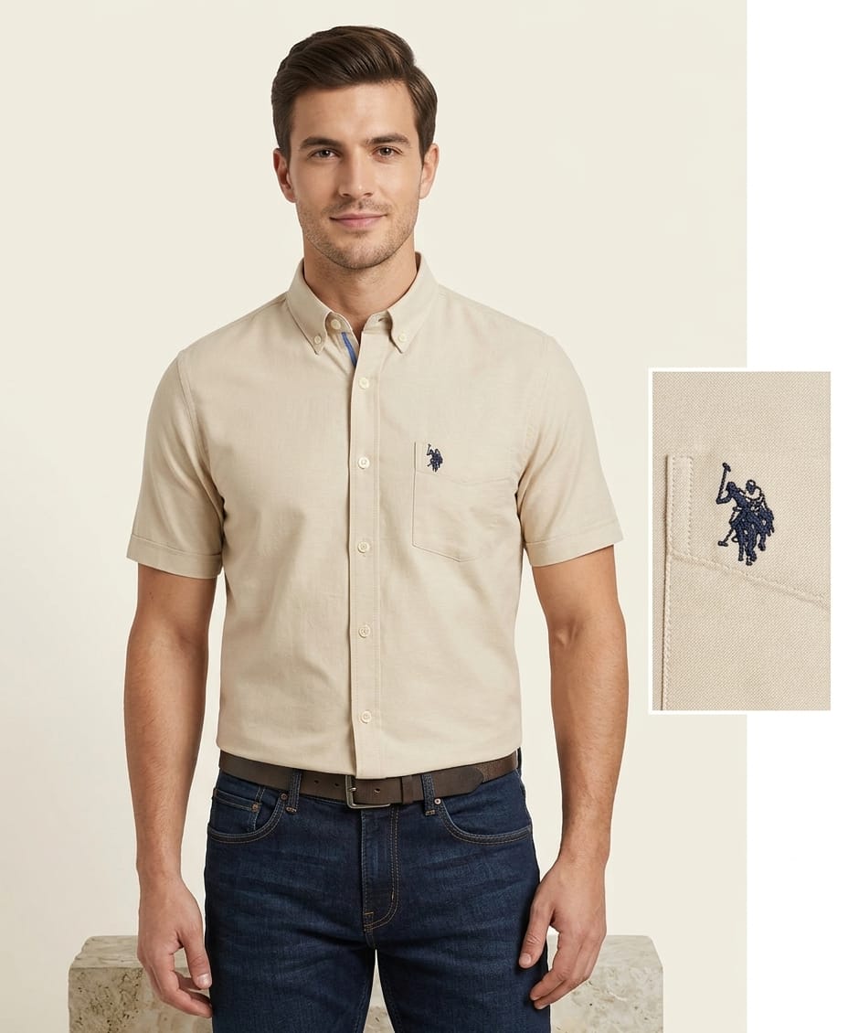 CAMISA US POLO  ASSN  M/C COLOR  KHAKI
