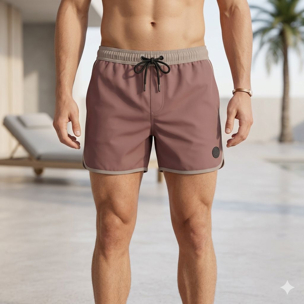 SHORT DE  BAÑO VINTAGE  JOHNNY COTTON  COLOR MORA