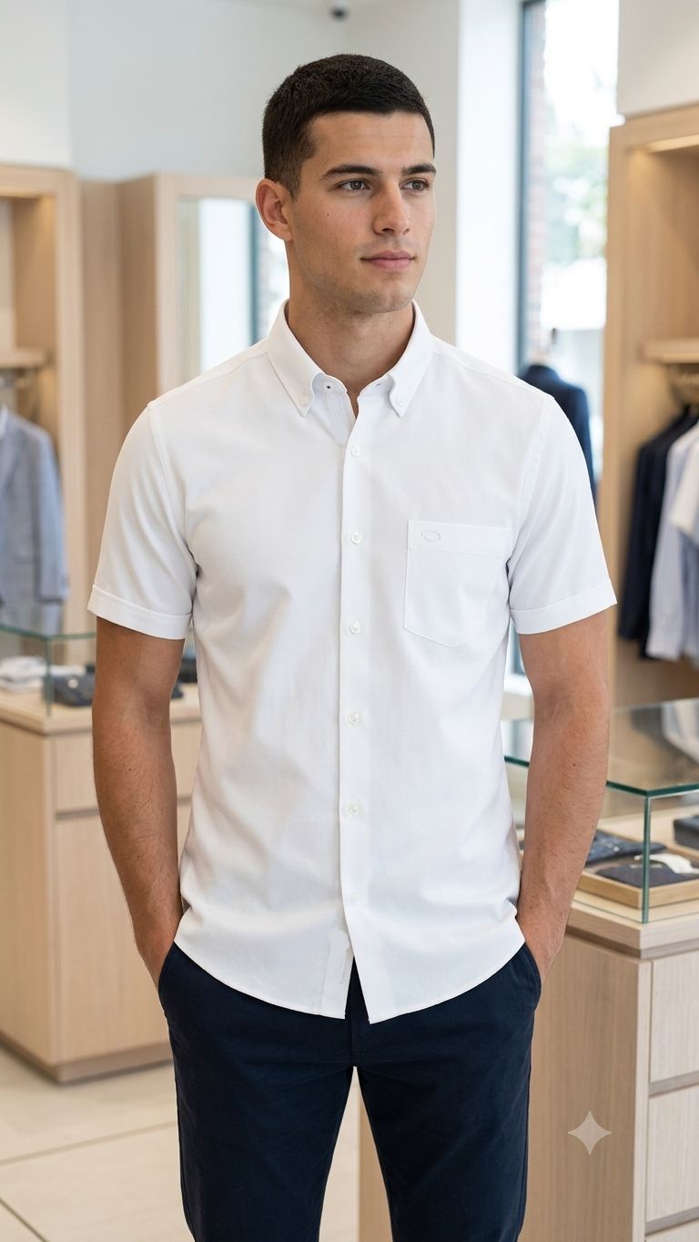 CAMISA M/C OSCAR DE LA RENTA  COLOR WHITE