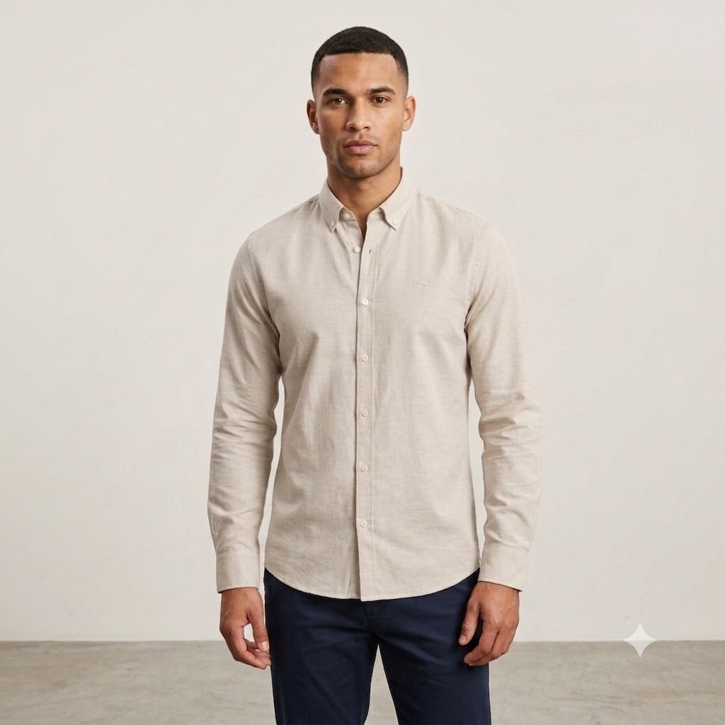 CAMISA M/L OSCAR DE LA RENTA COLOR BEIGE