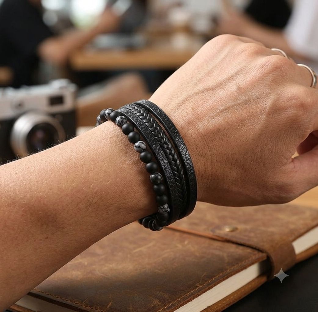 SET DE PULSERAS DE HOMBRE COLOR - NEGRO