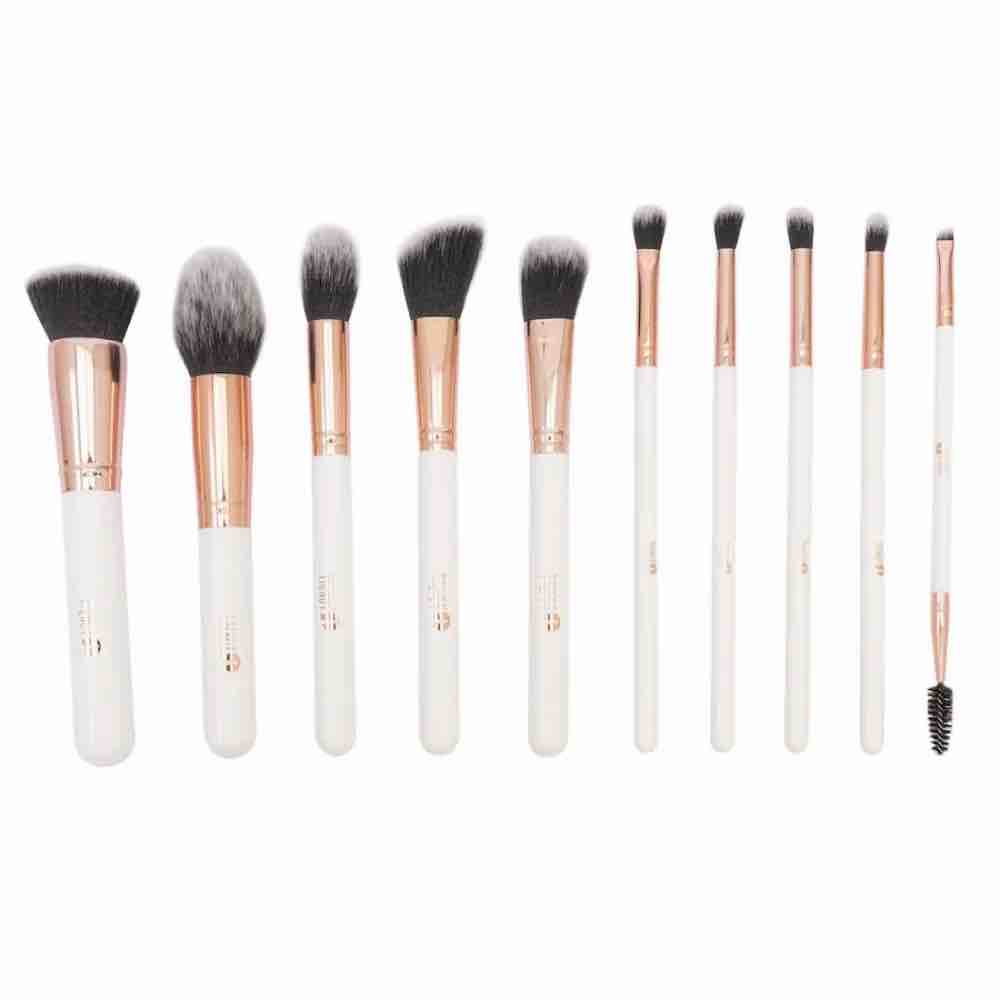 Kit de brochas mármol blanco x10 piezas cosmetiquera Trendy