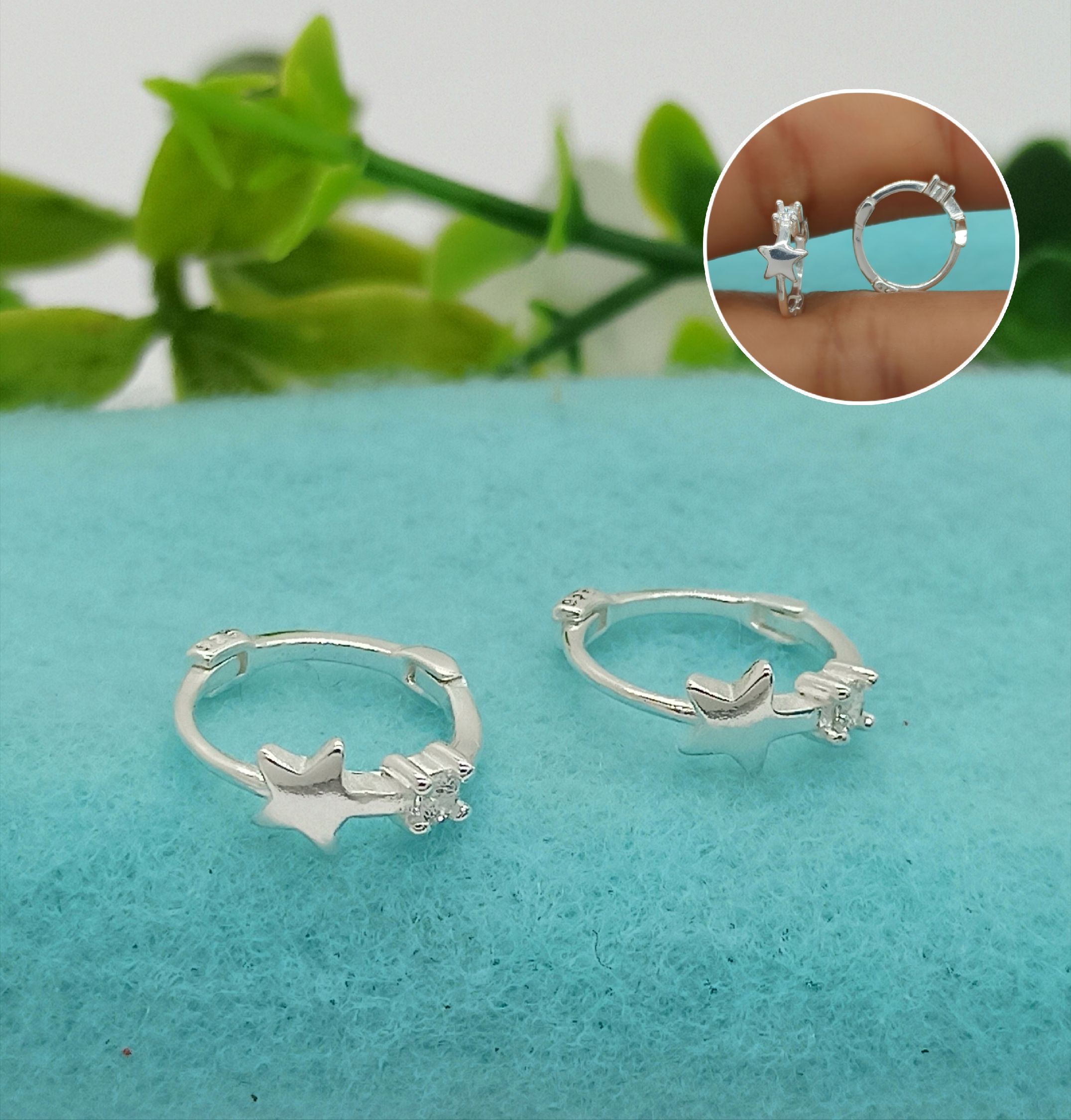 Argollas baby de estrella con circonia blanca GRE&MAR