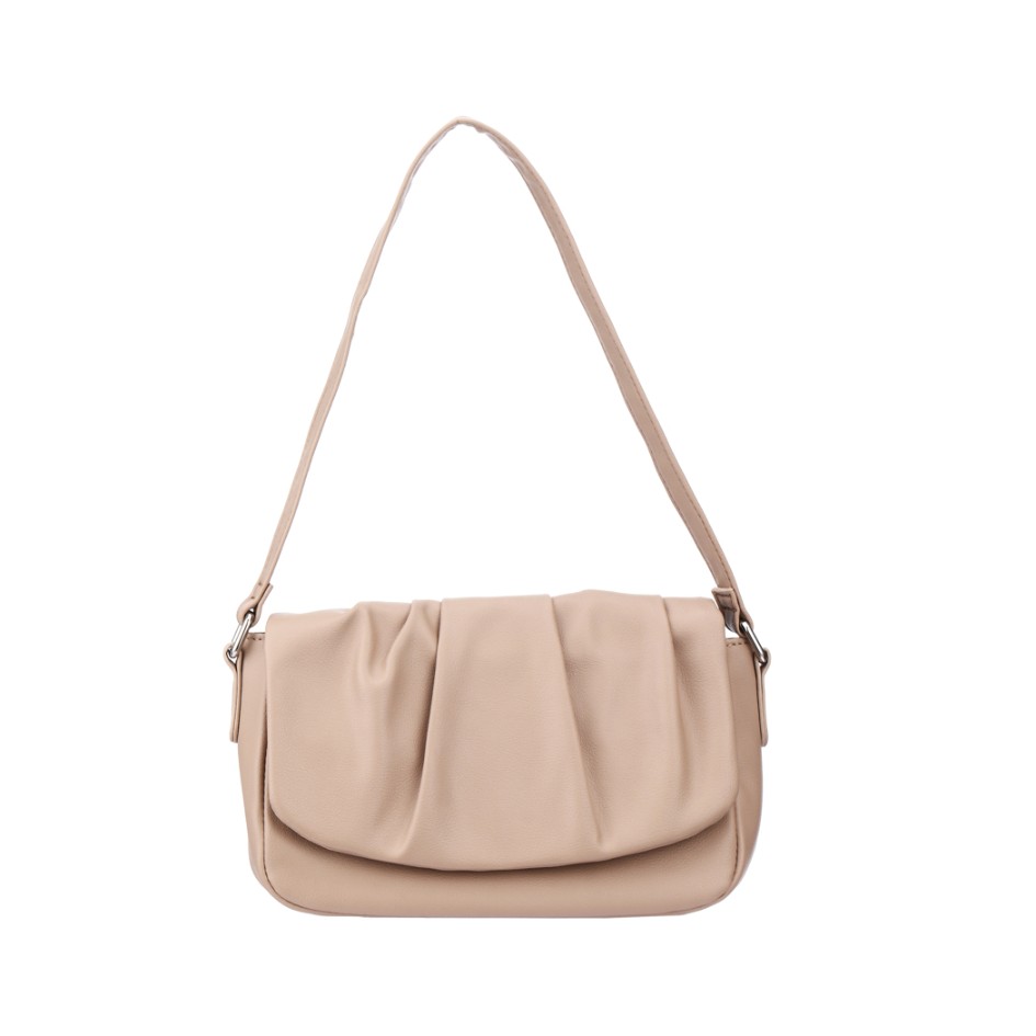 Soft Pleated Flap Shoulder Bag(Khaki) | MINISO PV