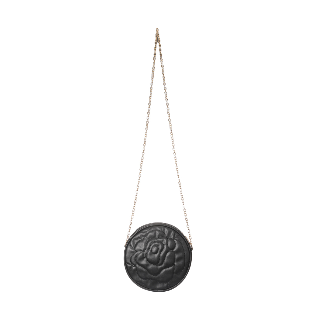 Rose Quilted Round Crossbody Bag with Chain(Black) | MINISO PV