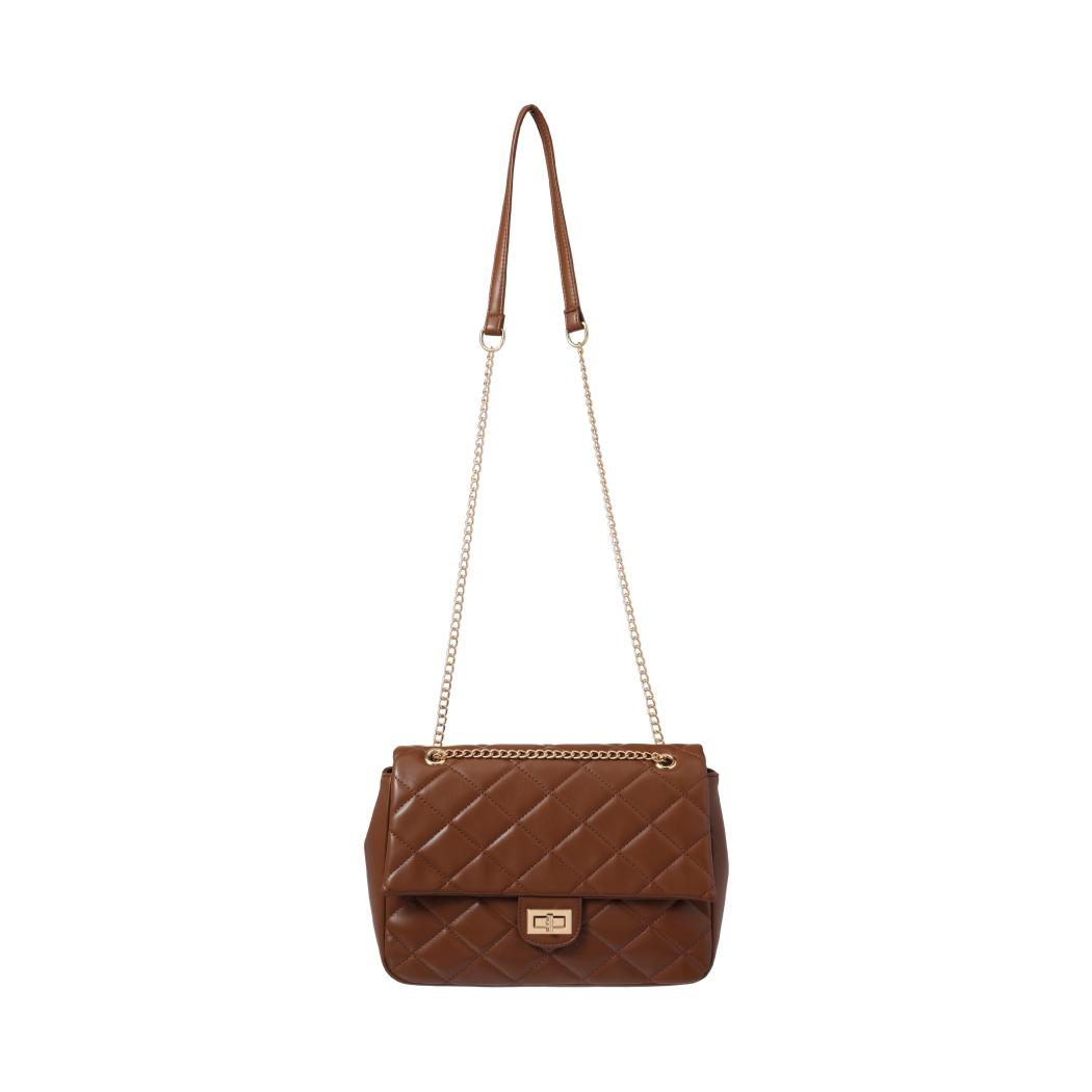 Diamond Pattern Chain Shoulder Bag(Brown) MINISO PV