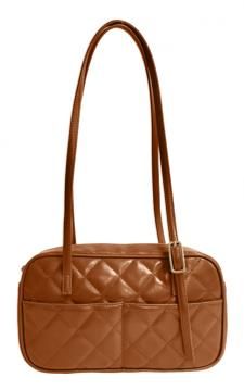 Quilted Embroidered Multi-Pocket Shoulder Bag(Brown) | MINISO PV