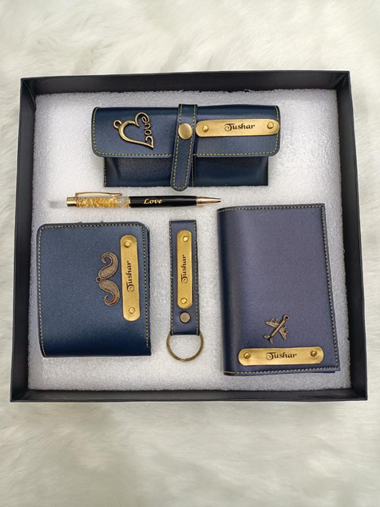 Personalized Men's Combo Gift Set (5 in 1) Customized Leather
