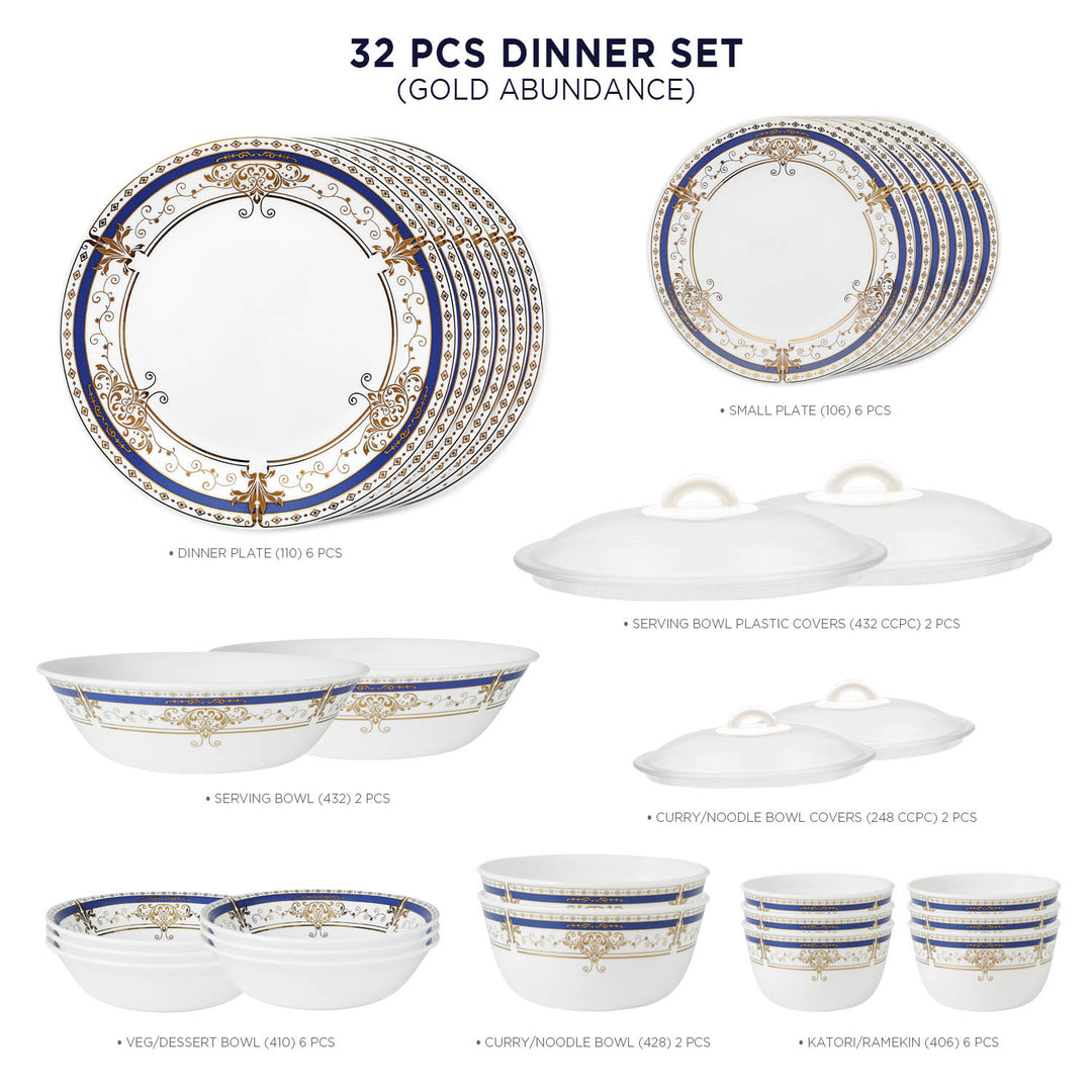 Corelle Asia Collection Gold Series 32 Pcs Dinner Set Gold