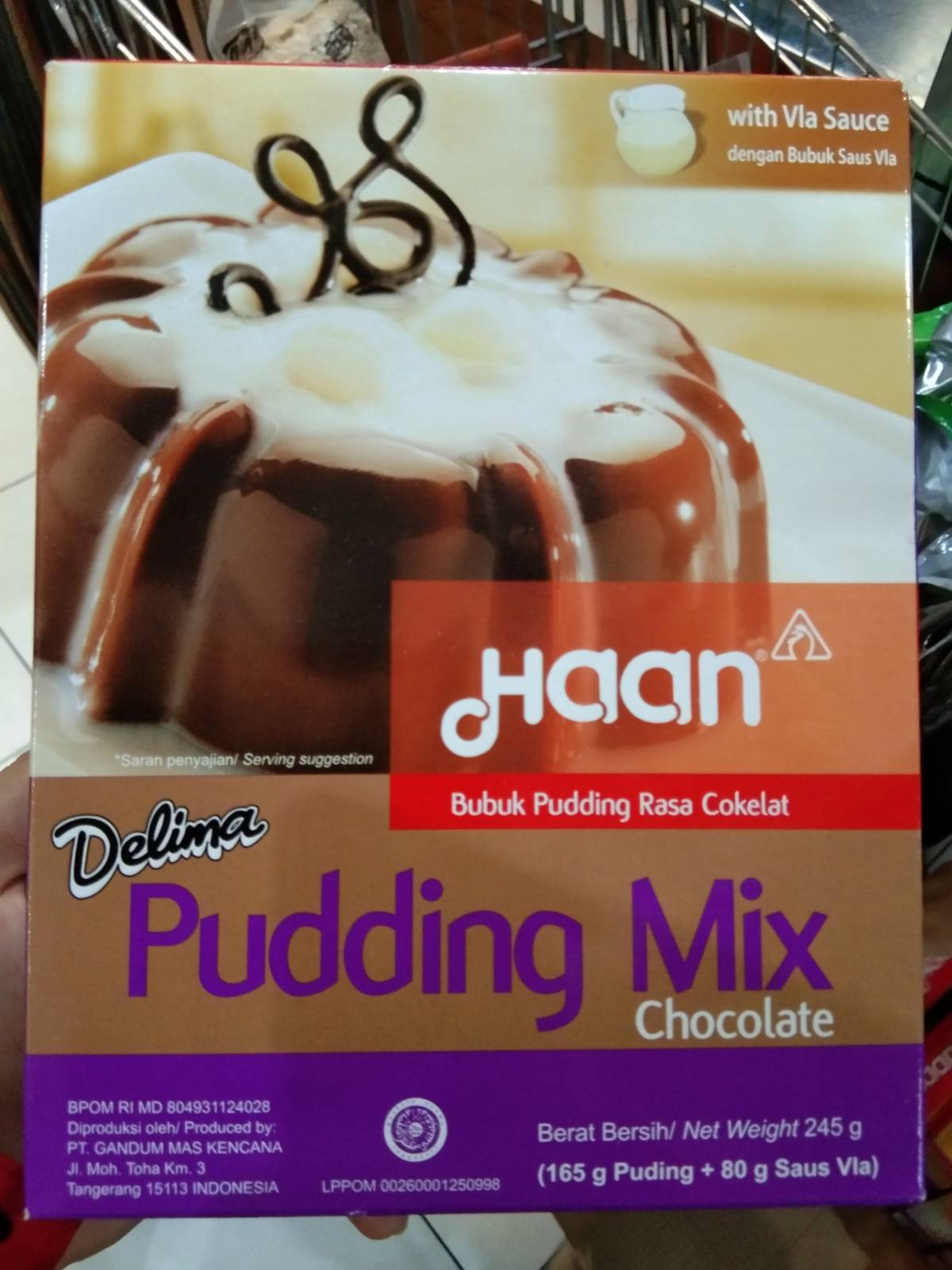 Pudding Mix Coklat Chocolate Delima Haan 245 gr pudding saus vla