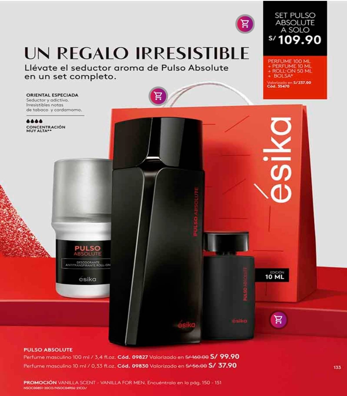 100 Ml Locion Pulso Esika Pulso Absolute Perfume Deodorant Set By