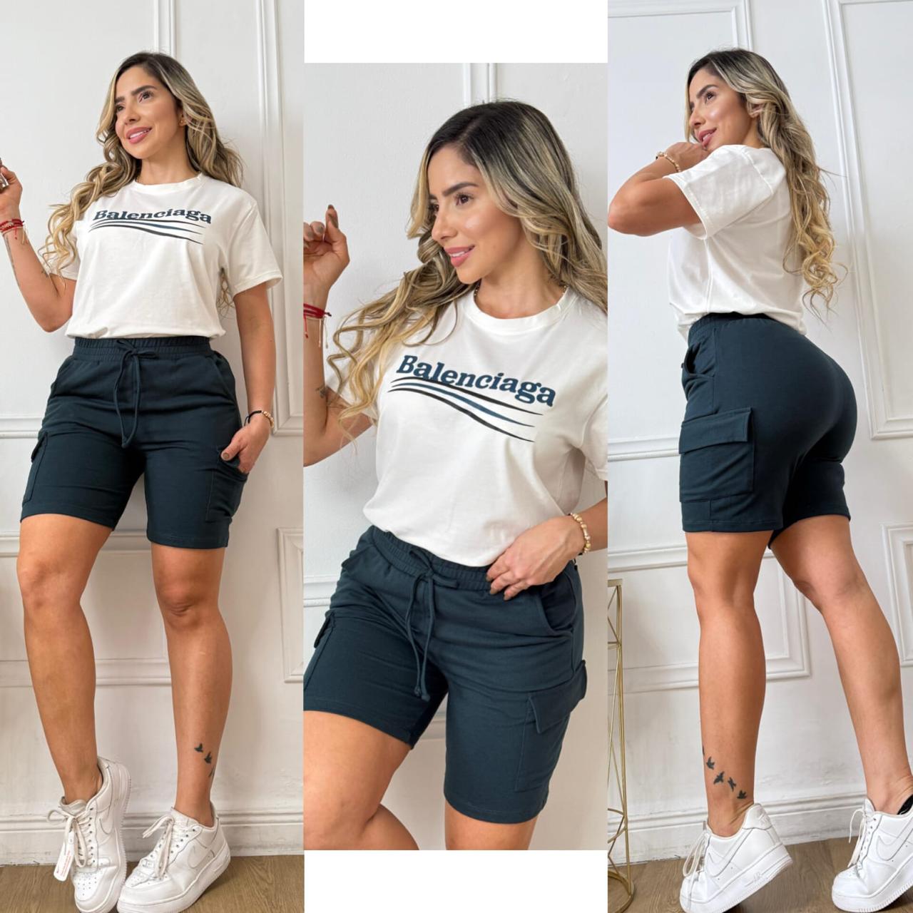 Conjunto Balenciaga Bermuda Cargo Fashion Chic Medellin