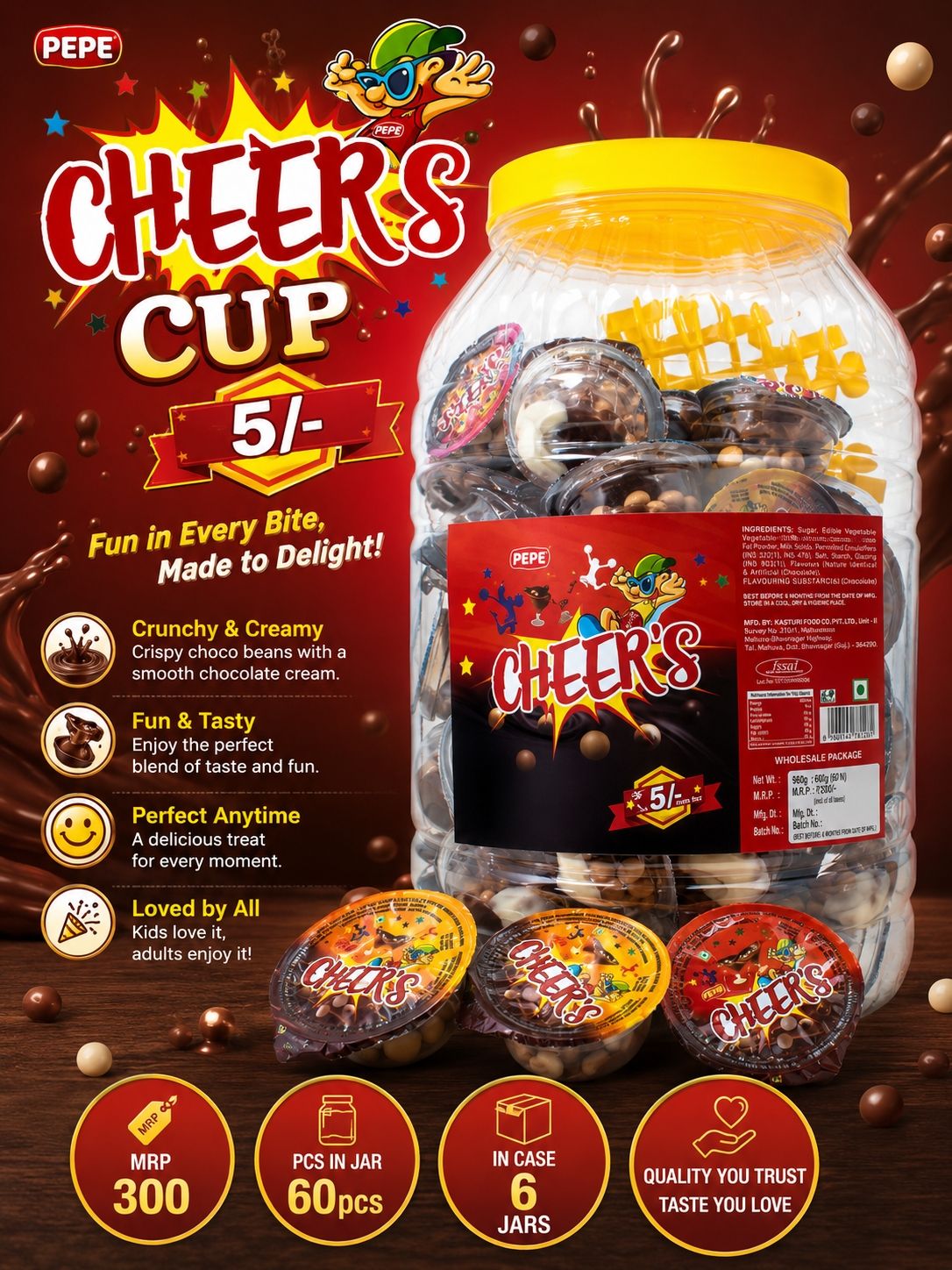 PEPE CHEERS CUP 5/- (60pcs) | SKY FOOD PRODUCTS