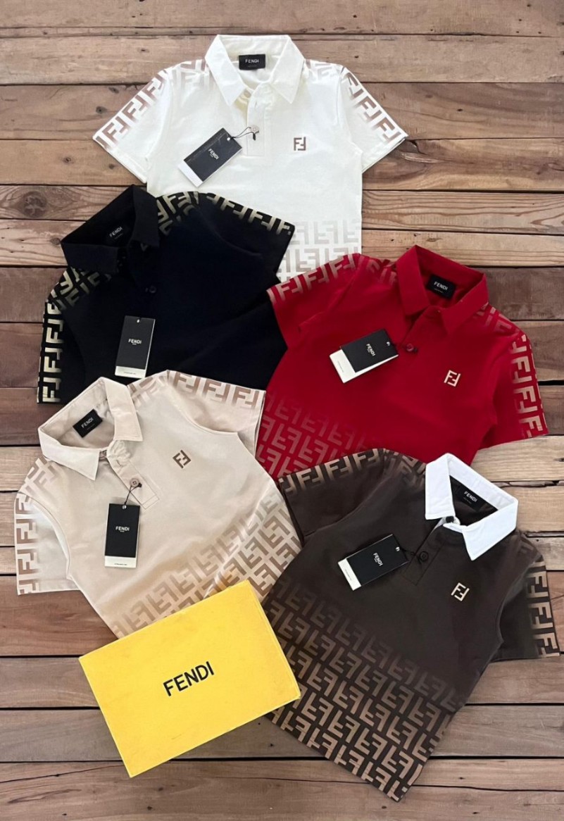 Fendi Polo Shirt Fendi Boy Shirt Fendi Kids Collar T-Shirts TBI