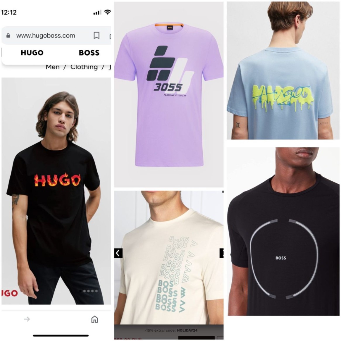 Clothing Hugo Boss Round Neck T Shirts Hugo Boss Logo Print Cotton