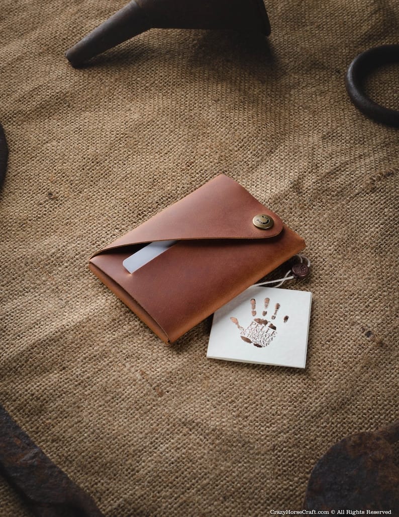 Handmade Minimalist Reclaimed leather Passport&Card Case Wallet