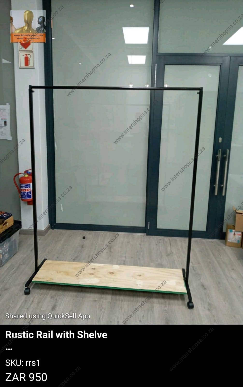 Discount Shop Rails Rustic Rail with Shelve Size 150cm H x 120cm L | Intershop Discount Deals